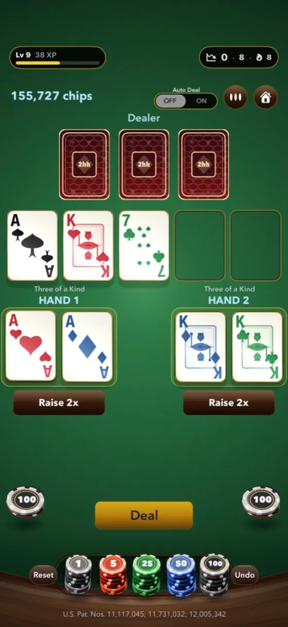 Arranging four cards into two hands
